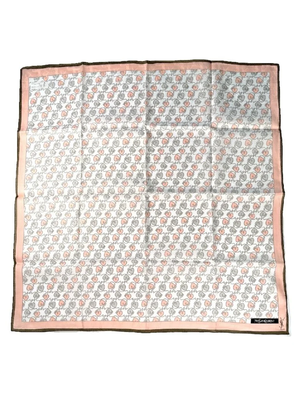 Vintage NWT Yves Saint Laurent Hearts Logo Cotton Scarf